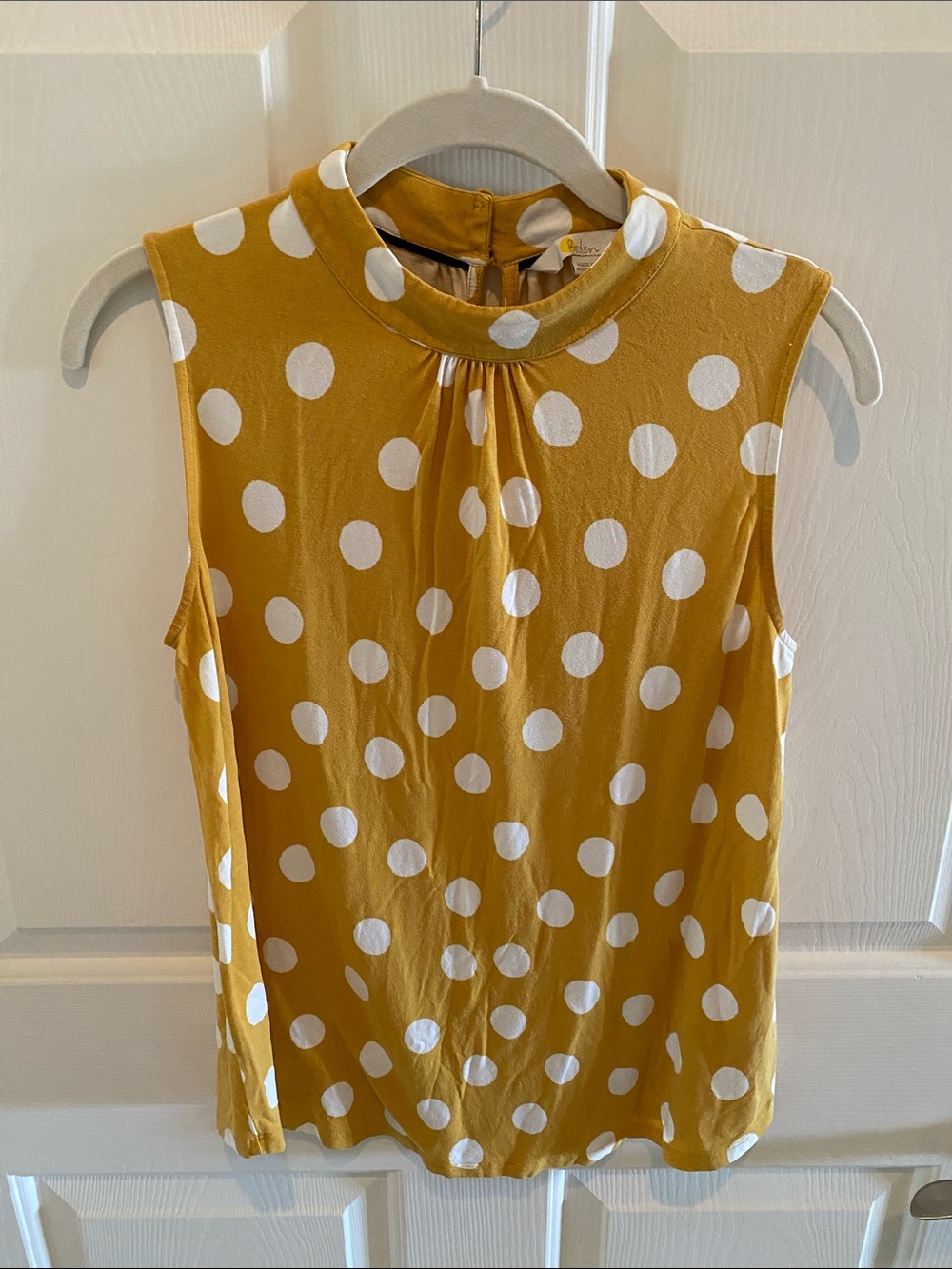 Boden Mustard Yellow Polka Dot Sleeveless Blouse